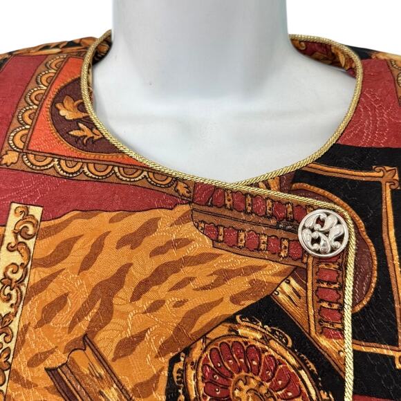 Vintage 80s Orange Rust Cropped Blazer Structured Jacket Shoulder Pads Size M - Picture 5 of 10